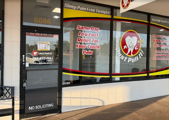 Storefront entrance of the Just Pull It Port Richey office